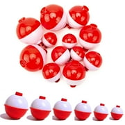 Botattraeck 24Pcs Fishing Snap On Floats Bobbers 6 Size 0.5/0.75/1/1.25/1.5/1.75inch Push Button Sea Carp Hard ABS Push Button Fishing Round Buoy Float