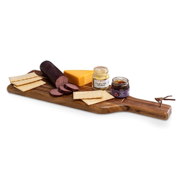 Toscana Botella Acacia Wood Cheese Board with Gourmet Gift Pack, Acacia Wood