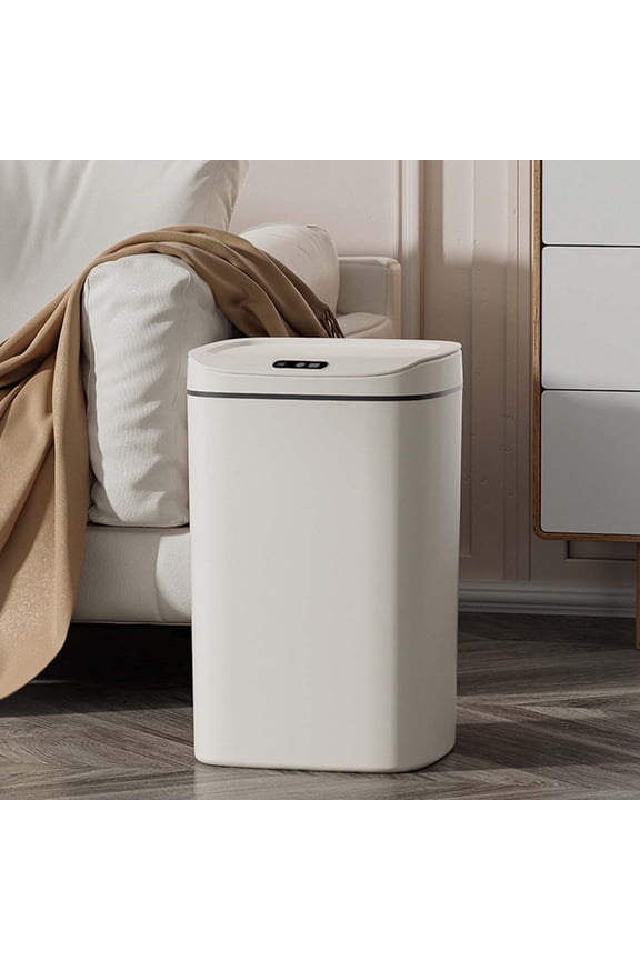 Botes de basura pequeños para baño con tapa, con sensor de movimiento, de 3 galones, con adsorción automática y sin contacto, color blanco