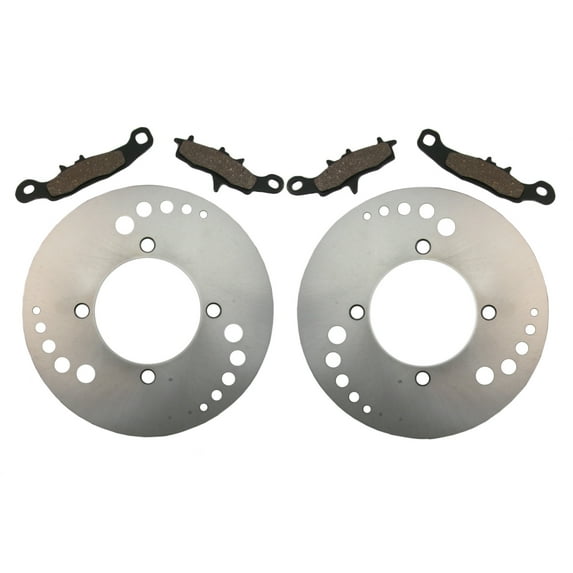 Both Front Disc Brake Rotors & Brake Pads 2005-2013 Kawasaki Brute Force 650 4x4