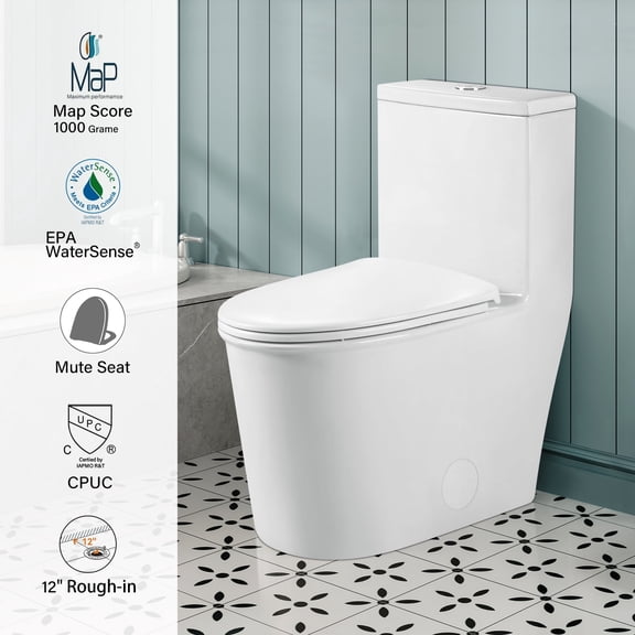 Bothwa Home One Piece Elongated Dual Flush Toilet