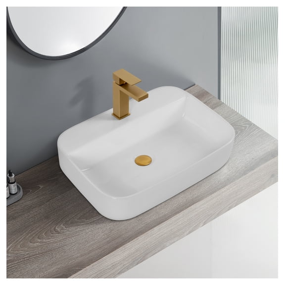 Bothwa Home Rectangular Countertop Ceramic Wash Basin (White Finish) CUPC Certified