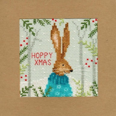 Bothy Threads Greeting Card Cross Stitch Kit Christmas Bunny 10 x 10 cm XMAS10 Counted Pattern