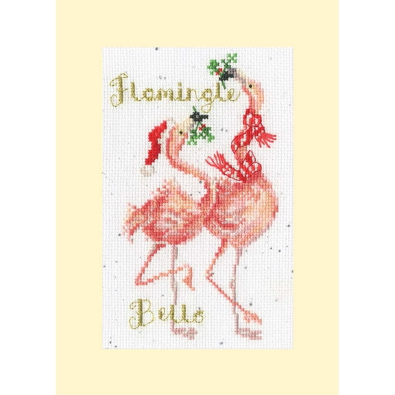 Bothy Threads Flamingle Bells Christmas Greeting Card Counted Cross-Stitch Kit