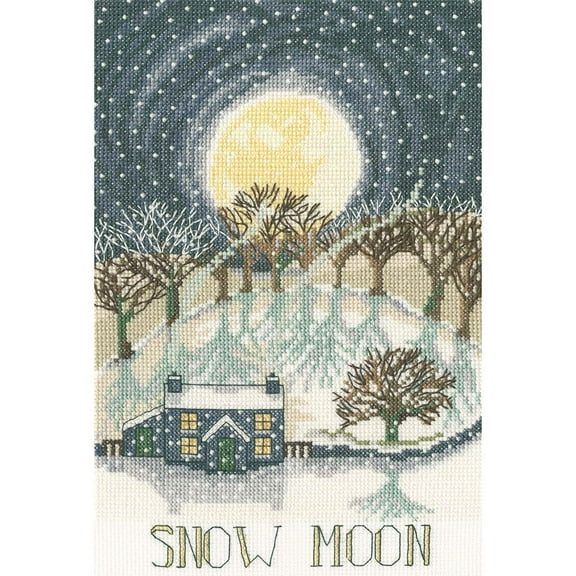 Bothy Threads - Snow Moon Counted Cross Stitch Kit, White