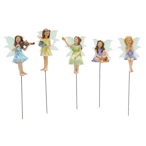 Bothyi 5 Pieces Garden Mini Fairies Figurines Potted Decoration for Micro Landscape