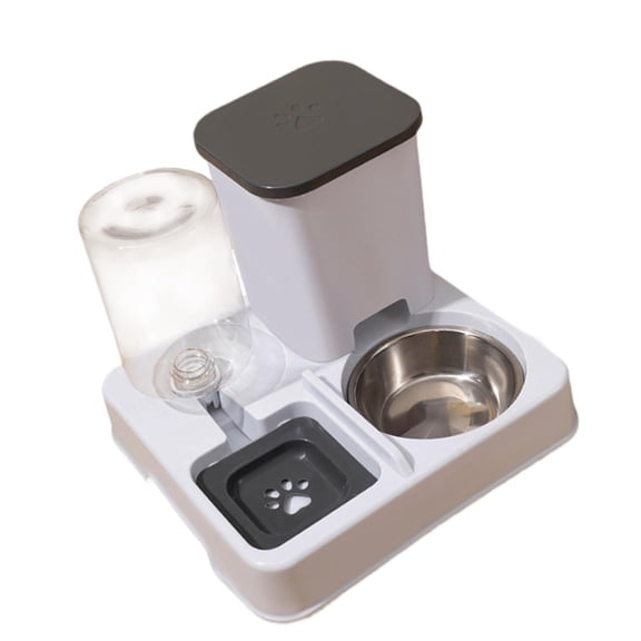 Bothyi Automatic Cat Feeder Food and Water Supply Detachable for s Dogs Travel gray white