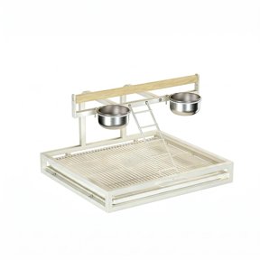 Bothyi Avian Enclosure Top with Feeding Cups Parakeet Perch Elevated Area Slatted Floor