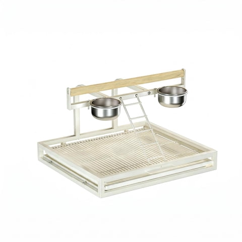 Bothyi Avian Enclosure Top with Feeding Cups Parakeet Perch Elevated Area Slatted Floor