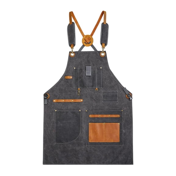 Bothyi Canvas Apron Cross Back Woodworking Apron for Plumbers Gardeners Blacksmiths Gray
