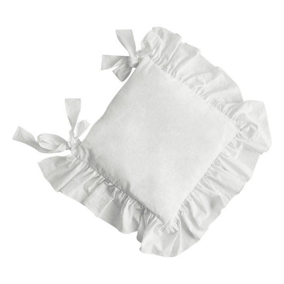 Bothyi Chair Cushion Multipurpose Cotton Ruffles Seat Mat for Kitchen white