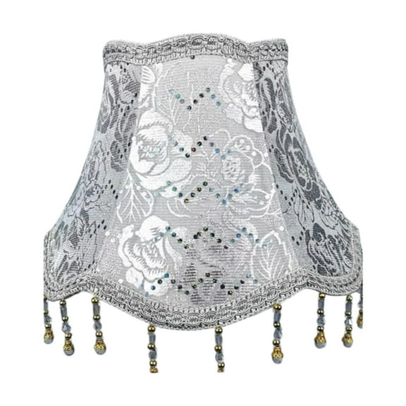 Bothyi Cloth Lamp Shade Lampshade Table Lamp/Floor Lamp Easy to Install Lighting Silvery Flower Print