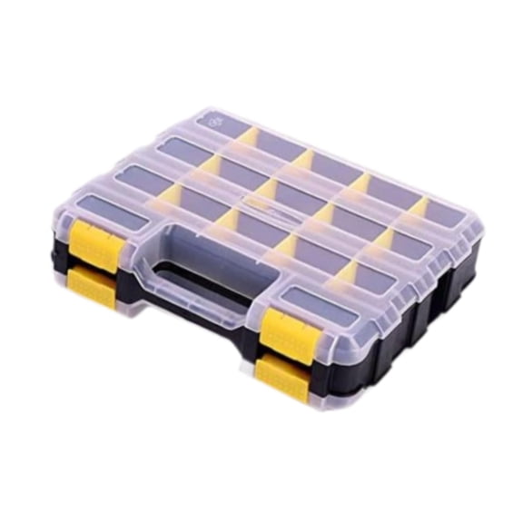Bothyi Double Side Tool Organizer Small Parts Case 32x26.9x7.8cm Accessory Transparent Yellow