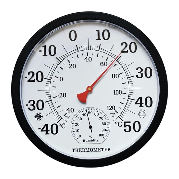 Bothyi Fine Font Temperature Humidity Meter Weather Measuring Device Sturdy Black Casing Hygrometer Thermometer for Home Barn Office