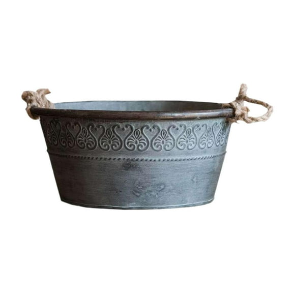 Bothyi Flower Bucket Metal Planter Gift Decorative Metal Flowerpot Decorative Tin Pails 27cmx12cm