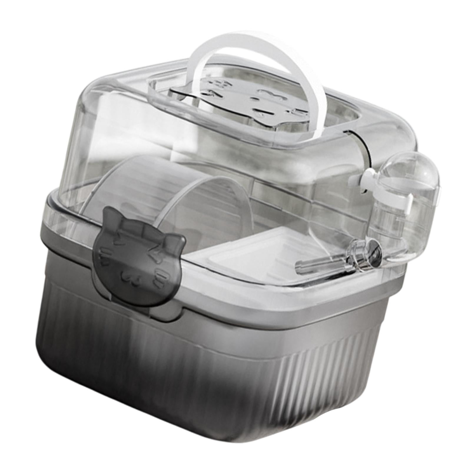 Bothyi Hamster Cage Carrying Box with Water Bottle for Small Animals Gerbils Ferret White
