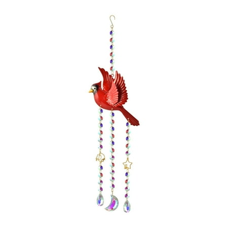 Bothyi Iron Cardinal Bird Wind Chime Hanging Decoration Handmade for Balcony Window B
