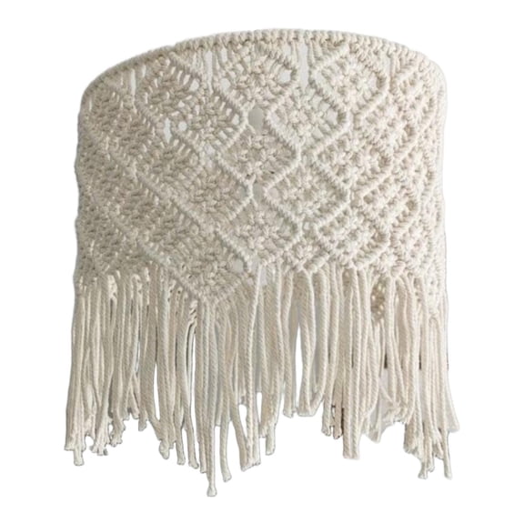 Bothyi Macrame Lamp Shade, Tassel Fitting, Braided Bulb Guard, Bohemian Hanging Pendant Style B