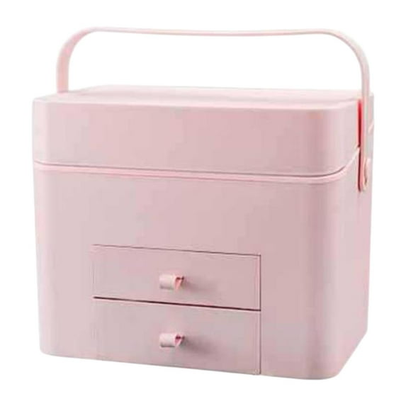 Bothyi Makeup Case with LED Lighted Mirror Portable Makeup Bag for Bathroom Dresser Pink