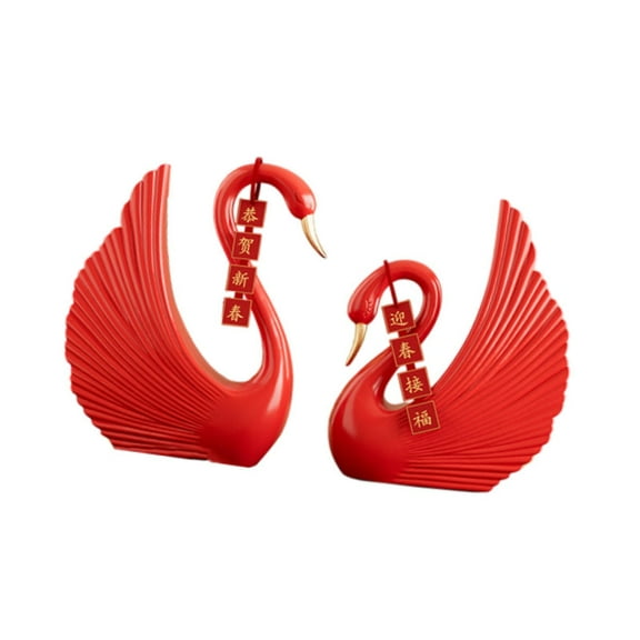 Bothyi Swan Statue Animal Sculpture Crafts Holiday Decor Decoration of Résine Ornament Red