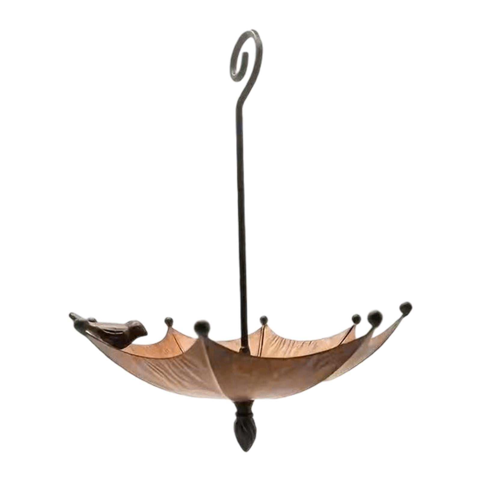 Bothyi Umbrella Shaped Bird Feeder Hanging Iron Decor for Outdoor Courtyard Outside