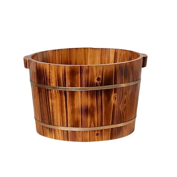 Bothyi Wood Footbath Basin with Handle Barrel Foot Bath for Bathroom Sauna Bedroom B 26CMX36CM