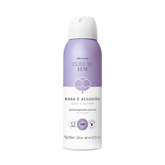 Boticario - Linha Cuide Se Bem (Rosa e Algodao) - Desodorante Antitranspirante Aerossol 125 Ml - ( (Rose & Cotton) Collection - Antiperspirant Deodorant Aerosol 4.23 Fl Oz)
