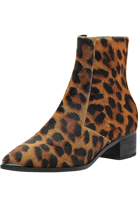Womens Greer Calf Hair Leopard Print Booties Brown 7 Medium (B,M)