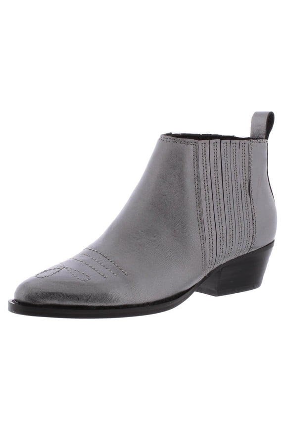 Womens Texas Leather Metallic Booties