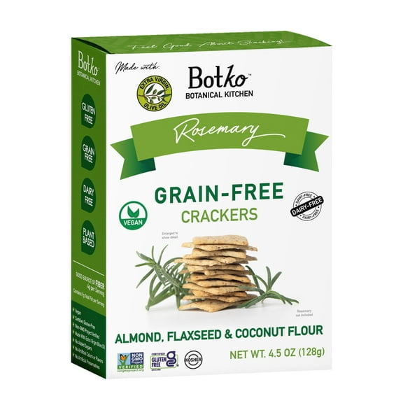 Botko Foods Rosemary Grain Free Crackers 6 PACK | Gluten Free Crackers | Almond Flour, Flaxseed, & Coconut Flour | Healthy Snack | Dairy Free, No Added Sugar | 6 PACK