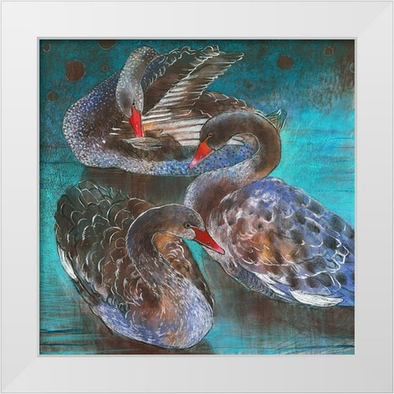 Botman, Loes 20x20 White Modern Wood Framed Museum Art Print Titled - Schwarze Schwane