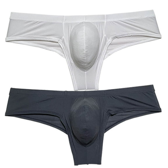 Botmois 2 PACK Men's Low-rise Briefs Ice Silk Brazil Underwear Male Bikini Underpants Ultrathin Soft Comfortable Sexy Beach Shorts 2P-white/balck X