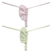 Botmois 2 PACK Mens Micro Thongs Ice Silk Low-rise Briefs Underwear Male Bikini G-String Ultrathin Soft Comfortable Sexy T-Back Underpants 2P-FQ-M