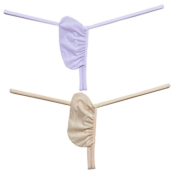 Botmois 2 PACK Men's Micro Thongs Ice Silk Low-rise Briefs Underwear Male Bikini G-String Ultrathin Soft Comfortable Sexy T-Back Underpants 2P-HQ L