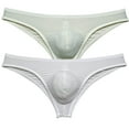 thumbnail image 1 of Botmois 2 PACK Micro Briefs Men's Underwear Bikini Pucker Back Male Slip Low-rise Brazil Underpants Ultrathin Comfy Beach Brief Silky 2P-light army green/white M, 1 of 5