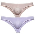 thumbnail image 1 of Botmois 2 PACK Micro Briefs Men's Underwear Bikini Pucker Back Male Slip Low-rise Brazil Underpants Ultrathin Comfy Beach Brief Silky 2P-light pink/gray purple X, 1 of 5