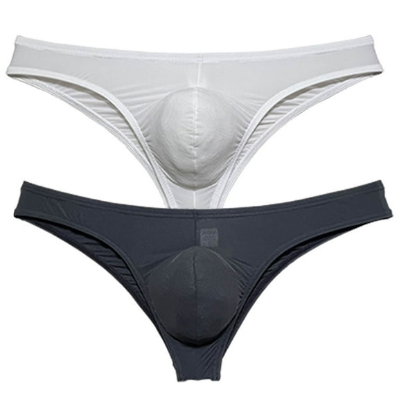 Botmois 2 PACK Micro Briefs Men's Underwear Bikini Pucker Back Male Slip Low-rise Brazil Underpants Ultrathin Comfy Beach Brief Silky 2P-white/black L