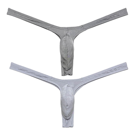 Botmois 2 PCS/LOT Men's Solid Micro Thongs Spandex String Briefs Sexy Contoured Pouch Tangas Guy T-back Bikini G-string Lingerie Underpants 2GG M