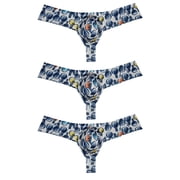Botmois 3PACK Mens Print Mini Boxer Briefs Spandex Hipster Bikini Bottoms Pouch Thongs Underwear Low Rise Tangas Micro Pants Bathing G-String Underpants 3Light M
