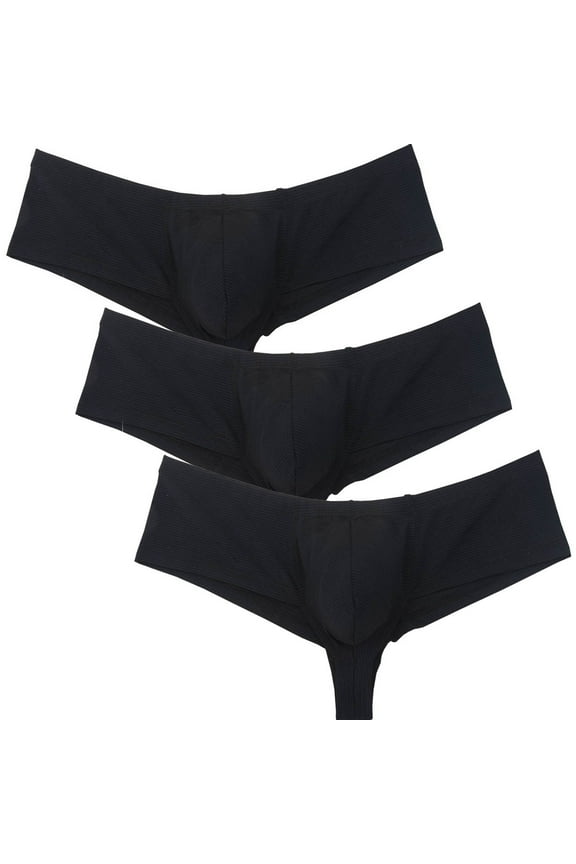3Pack Men's Solid Boxer Briefs Spandex Half Hip Bottoms Tangas Underwear Breathable Bathing Bikini Boxershorts Lingerie Panties 3 Black M