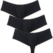 Botmois 3Pack Mens Solid Boxer Briefs Spandex Half Hip Bottoms Tangas Underwear Breathable Bathing Bikini Boxershorts Lingerie Panties 3 Black M
