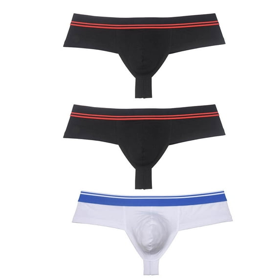 Botmois 3pack Men's Spandex Boxer Briefs Elastic Waistband Mini Bottoms Boxershorts Underwear Bulge Pouch Tangas Underpants Black+White+Light Pink M