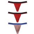 thumbnail image 1 of Botmois 3pack Men's Spandex Mini Briefs Elastic Waistband Soft Thongs Low-rise T-back Bikini Underwear Comfortable Tangas Underpants White+Red+Light Pink M, 1 of 2