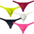 thumbnail image 1 of Botmois 5 PACK Men's T-back Briefs Cheeky Low-rise Bikini Tangas Posing Pouch Thongs Mini Hipster Underwear Ultrathin Lingerie Panties 5VSD X, 1 of 5
