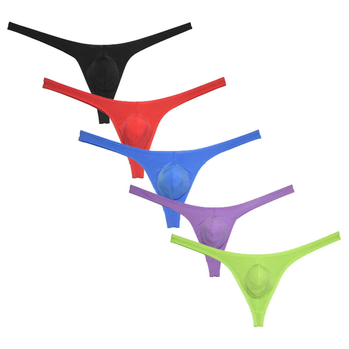 Botmois 5 Pcs/LOT Men's Solid G-string Ice Silk Tangas Contoured Pouch ...