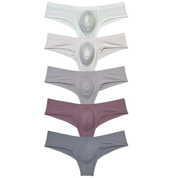 Botmois 5 pack/LOT Men's Solid Boxer Briefs Enhanceing Bulge Pouch Boxershorts Brazilian Slip Mini Bikini Briefs Underwear Skin Jockstrap 5Moriandi M