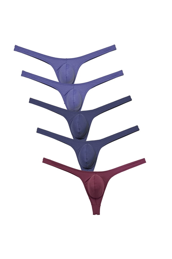 5PCS/LOT Men's Solid Spandex Micro Thongs Sexy Guy Contoured Pouch Bikini Tangas String Briefs Lingerie Underpants 5AA M