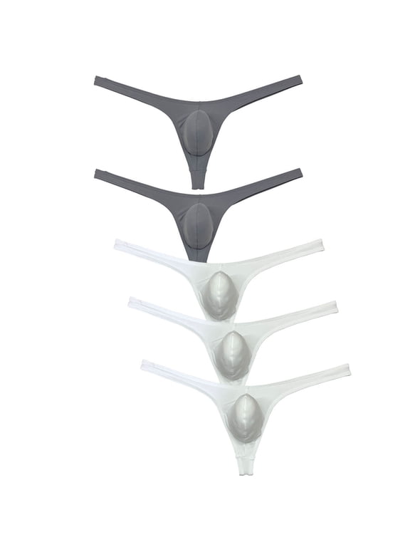 5PCS/LOT Men's Solid Spandex Micro Thongs Sexy Guy Contoured Pouch Bikini Tangas String Briefs Lingerie Underpants 5EE L