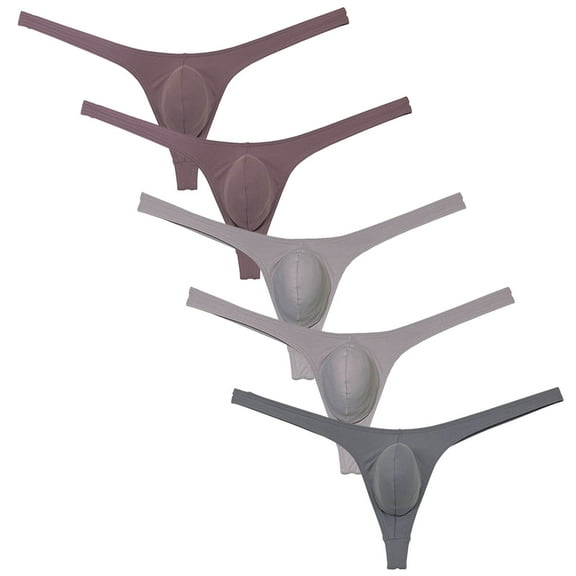 Botmois 5PCS/LOT Men's Solid Spandex Micro Thongs Sexy Guy Contoured Pouch Bikini Tangas String Briefs Lingerie Underpants 5PP M