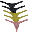 thumbnail image 1 of Botmois 5PCS/LOT Men's Solid Spandex Micro Thongs Sexy Guy Contoured Pouch Bikini Tangas String Briefs Lingerie Underpants 5TT L, 1 of 4